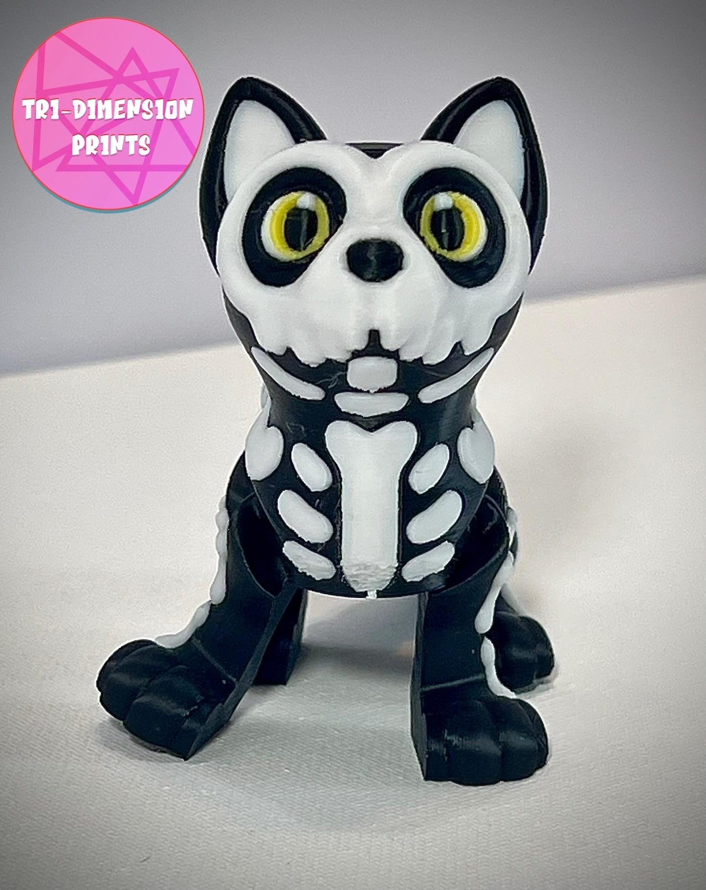 3d Print, multicolor, Skeleton Cat, designed by Tri-dimentional.