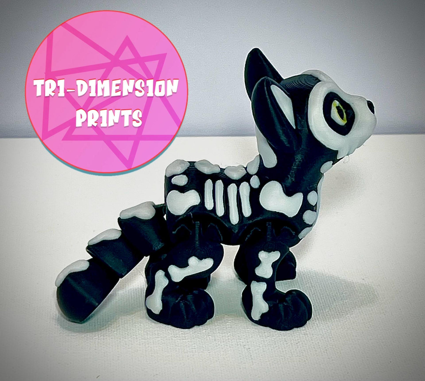 3d Print, multicolor, Skeleton Cat, designed by Tri-dimentional.
