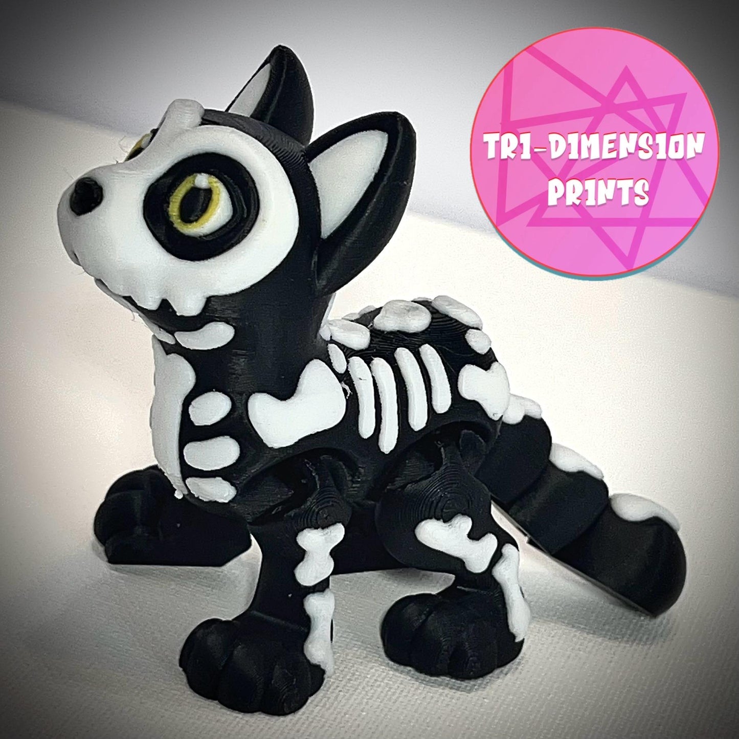 3d Print, multicolor, Skeleton Cat, designed by Tri-dimentional.