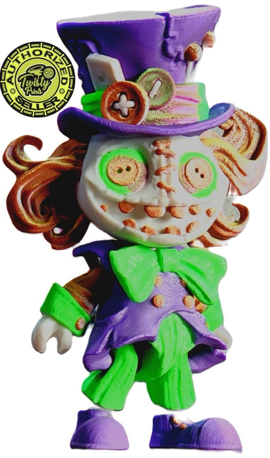 3d Printed Multicolor Creepy Hatter doll, designed by Twisty Prints