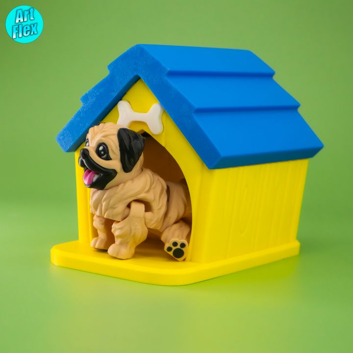 Flexi Pekingese Pup and His Doghouse, designed by ArtFlex