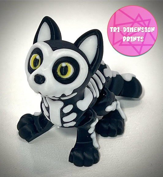 3d Print, multicolor, Skeleton Cat, designed by Tri-dimentional.